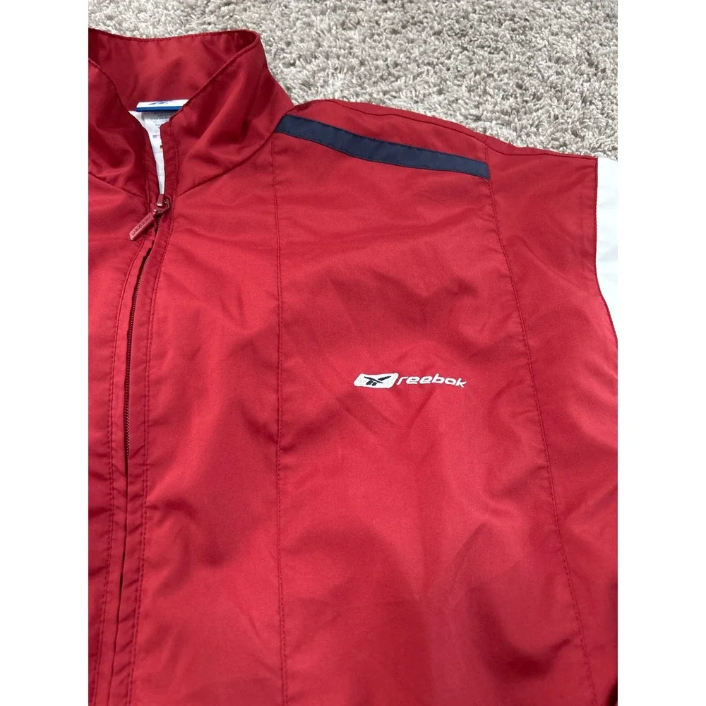 Vintage y2k Reebok Track Jacket Full Zip Windbreaker‎ Lightweight Red Mens L